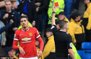 Smalling humiliated with first half red card.